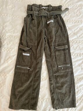 MY MUM MADE IT GREEN  Corduroy Cargo Pants with Belt. Size 2.